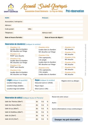 Fiche de préinscription pour réserver à l'Accueil Saint-Georges